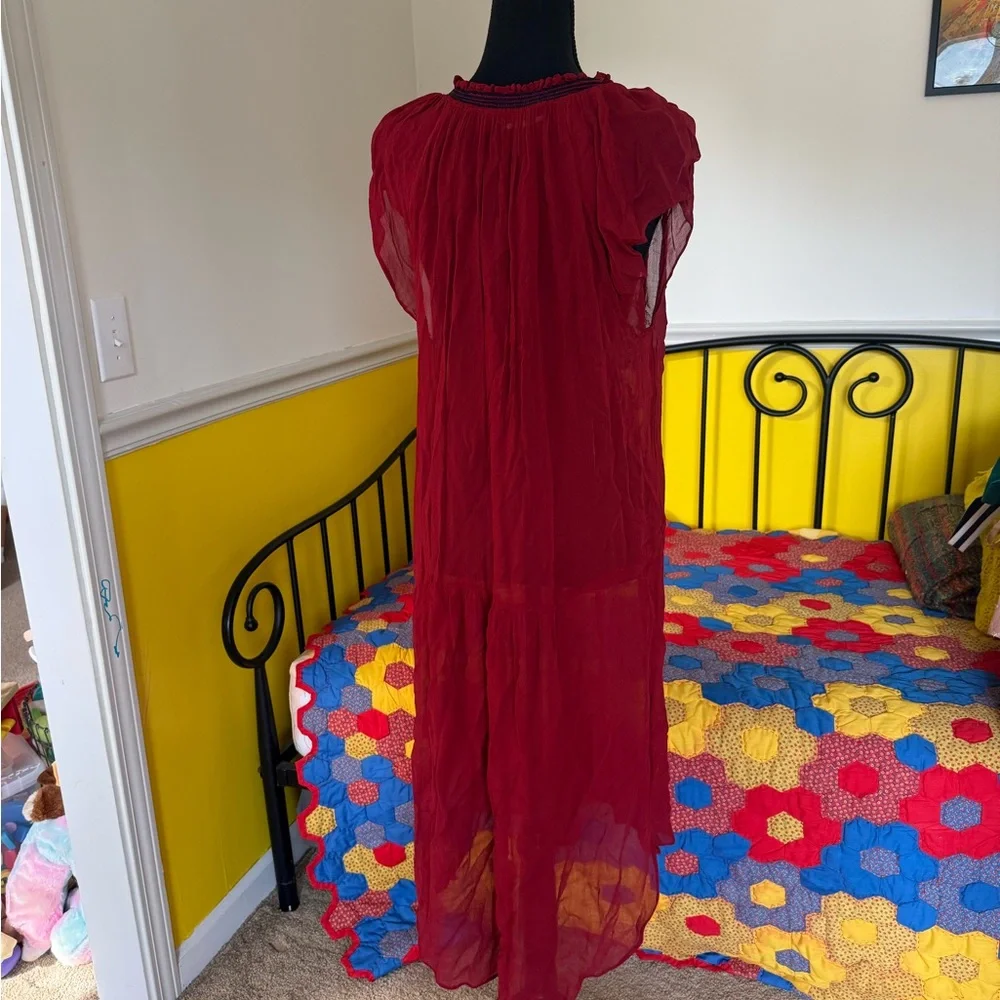 Free People Sheer Hungarian Style Peasant Smocked Dress - Picture 4 of 5